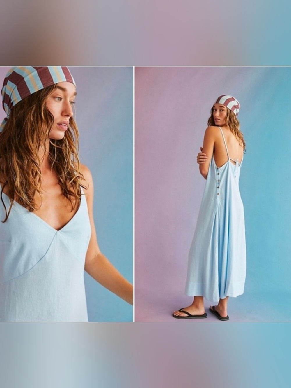 Free People Free Est Emmers Linen Midi Slip Dress. Sold Out Color.